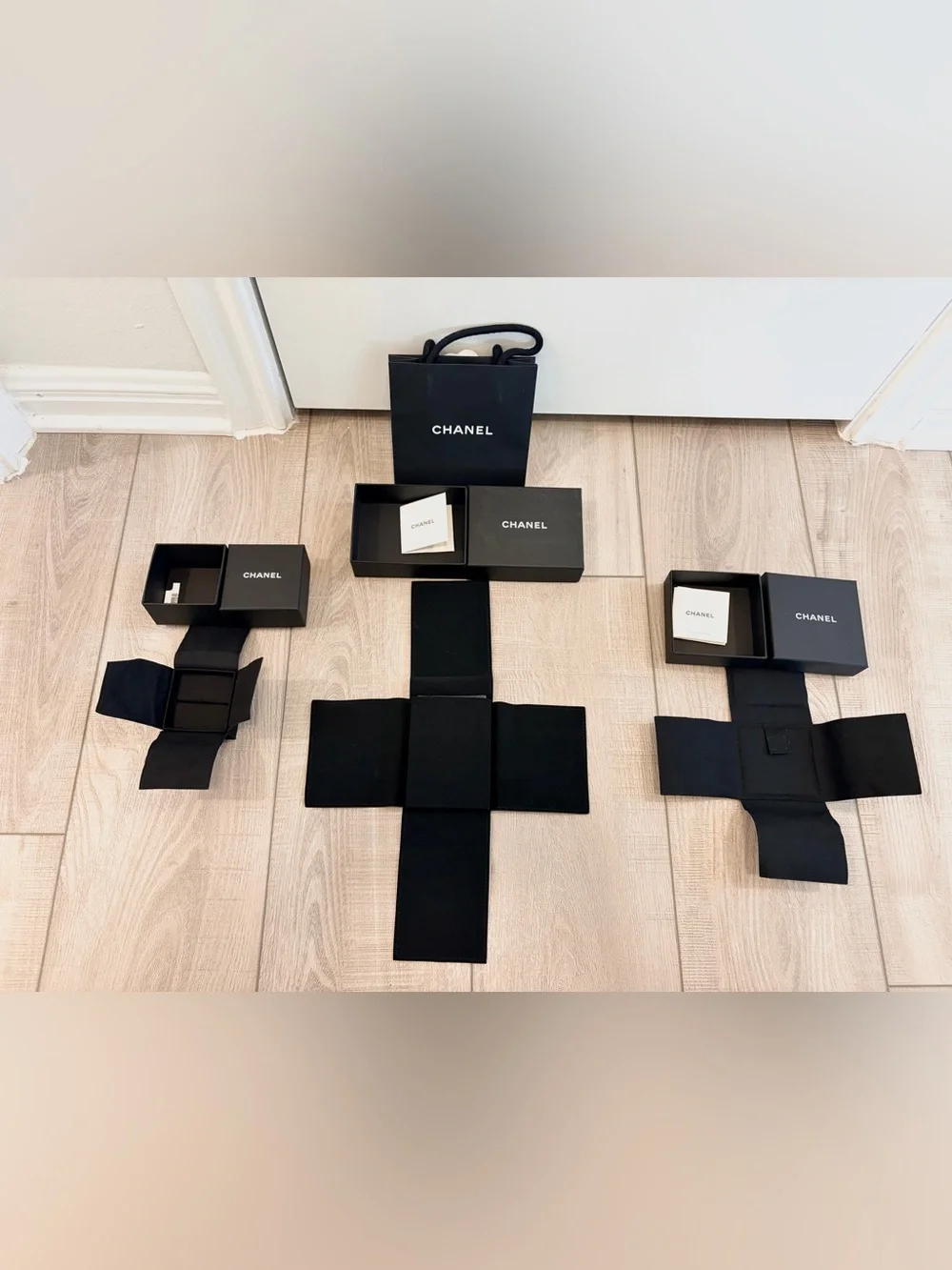 Authentic CHANEL 7 PIECES Bundle: 3 Jewelry Boxes + 3 Velvet Pouches